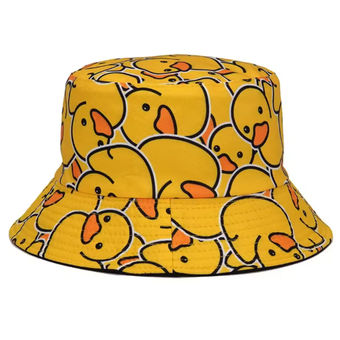 Zorg voor een glimlach met onze Eend Buckethat! Speels, vrolijk en onweerstaanbaar — ideaal voor kleurrijke festivals en opvallende looks.