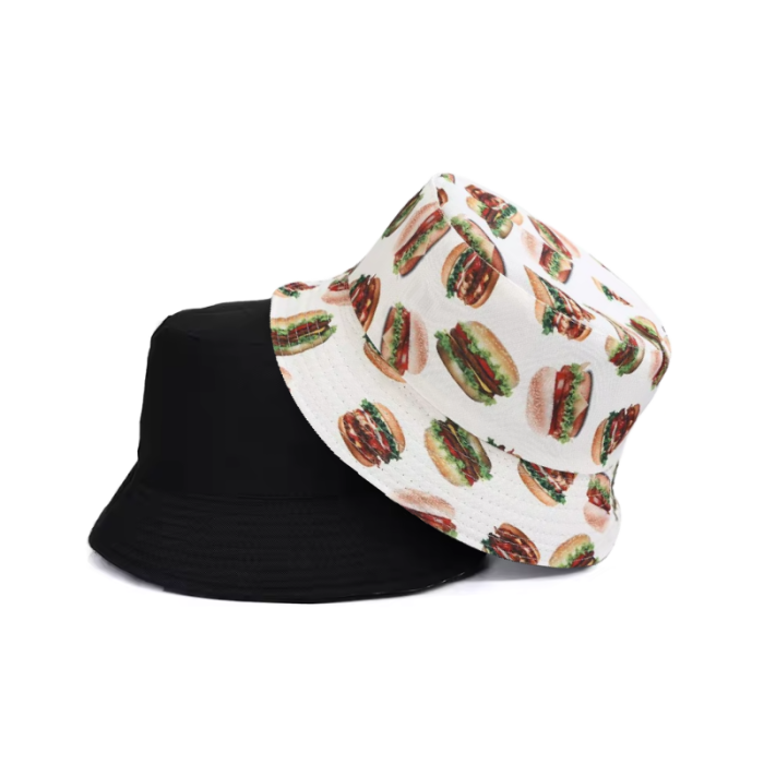 Zin in fun? Onze Buckethat Hamburger is jouw festivalvriend! Een knipoog naar fastfood met een knallende dosis 
